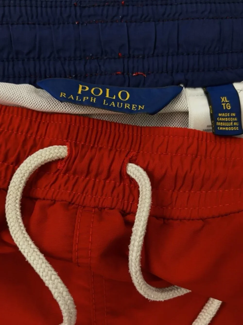 Polo Ralph Lauren Swim Trunks Mens XL Red Blue Navy Waistband White Drawstring